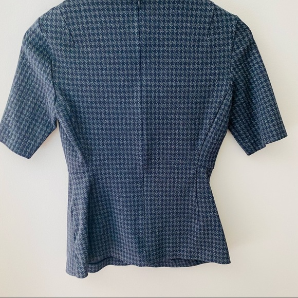 Theory Multi Houndstooth Fitted Half Sleeve Top Black Sz P - Picture 9 of 11